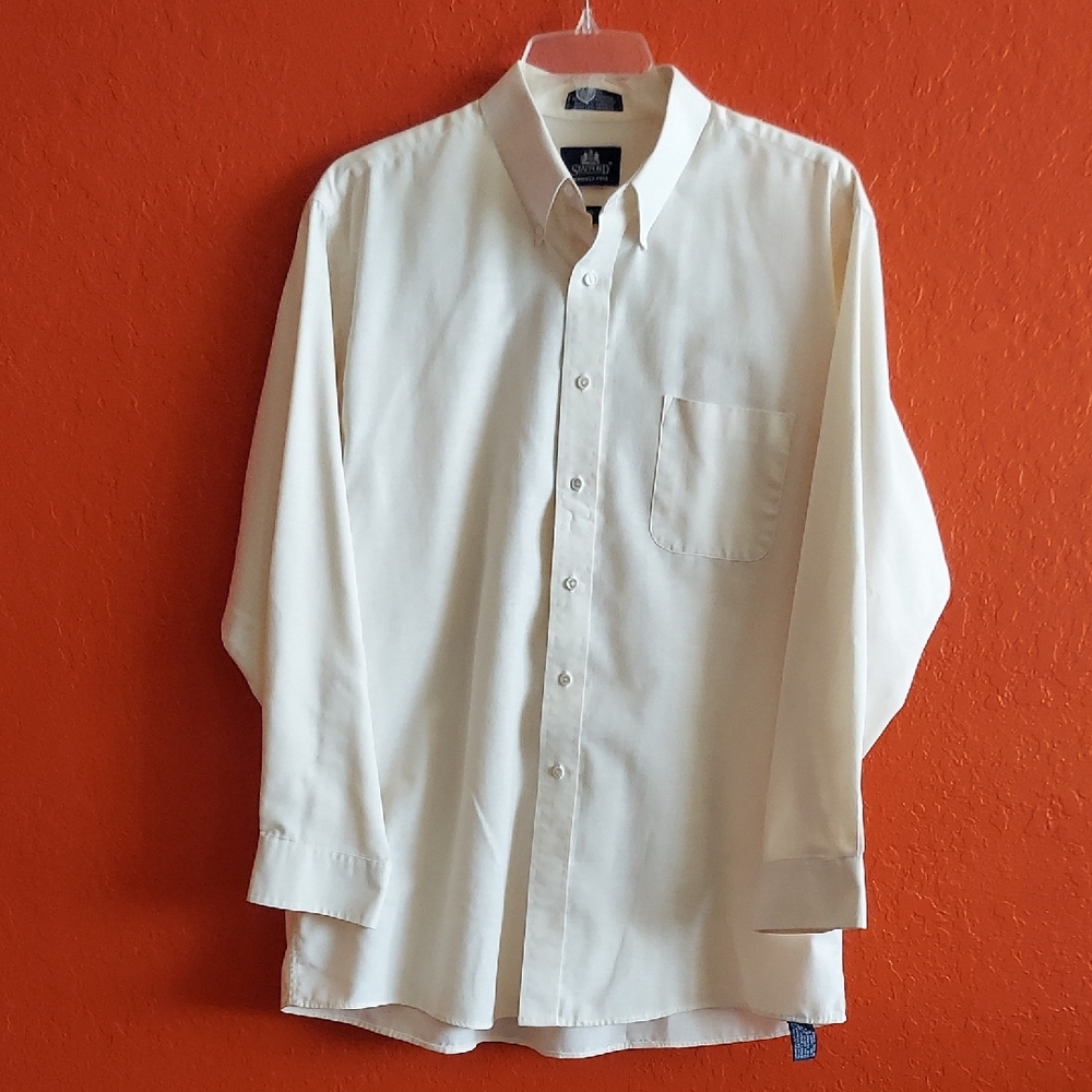 Stafford Cream Men's Dress Office Shirt SIZE 17.5 Neck